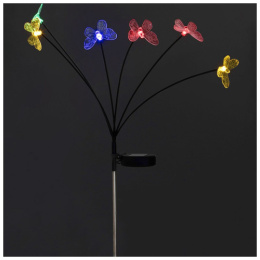 Фонарь садовый пластиковый на длинной металл. ножке 70см Бабочки, на солнечной батарее Park 109248