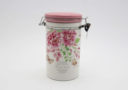 Банка для сыпучих керамическая (доломит) с клипсой 1,0л Дикая роза, в п/у Коралл HC8600A-F66