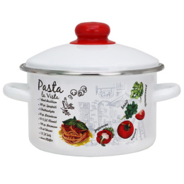 Кастрюля эмалированная Магн Паста 2,0л цилиндрическая с металл. крышкой Эмаль Магнитогорск 01-1610/4М