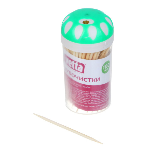 Зубочистки деревянные бамбук  100шт. в пластик. упаковке Vetta 437-241