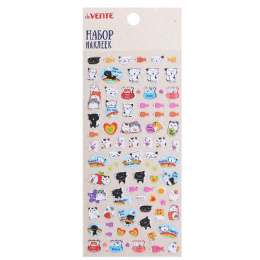 Наклейки объемные  9,5х19,5см Пушистики, многоразовые 8004194