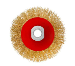 Крацовка для угловой шлифовальной машины 100мм, М14 (тарелка) из латунированной витой проволоки Matrix 74608