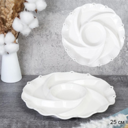 Менажница фарфоровая 6 секций круглая 250мм, белый DR-1079/752000