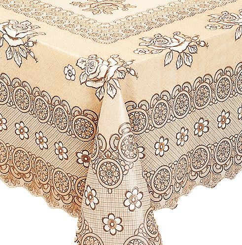 Скатерть виниловая прямоугольная 150х230см, бежевый Embossed С605