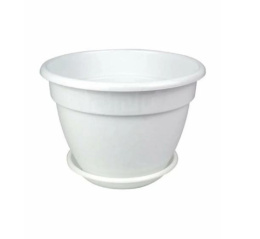 Горшок для цветов пластиковый Антик с поддоном 16,6л d-36см h-28см белый 5plast 5PL0711