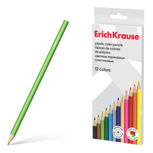 Карандаши цветные 12 цветов ErichKrause, пластиковые, шестигранные 53361