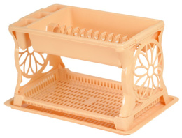 Тарелосушка пластиковая 2 яруса с поддоном 48х31х28,5см, бежевый Ар-Пласт 16013