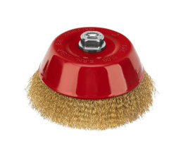 Крацовка для угловой шлифовальной машины 150мм, М14 (чашка) из латунированной витой проволоки Matrix 74607