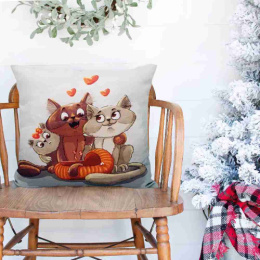 Подушка 35х35см габардин, поплин Кошачья семья ДомВелл 