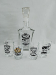 Набор стеклянный  7 предметов (графин - штоф + 6 стопок) For Men, в ассортименте, в п/у Gid Glass D06/01+D1022/06ch