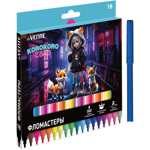 Фломастеры 18 цветов Devente Korokoro 5082530