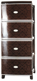 Комод четырехсекционный пластиковый Барокко 38х45х95см шоколадный Ар-Пласт 17024