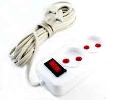 Удлинитель 2 розетки  5м  6А без заземления, ШВВП 2 х 0,75, 1300Вт, с выключателем, в инд. упаковке Веллконт У10-451