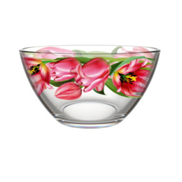 Салатник стеклянный большой 190мм/1,5л Тюльпаны Декостек 326/1-Д