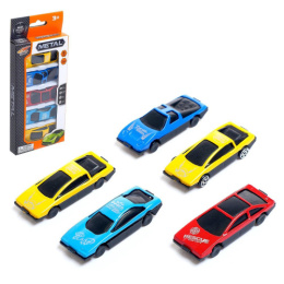 Машины металлические набор  5шт. Супер гонки 6,5х2,3х1,5см, в коробке 5555343