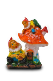 Фигурка садовая гипсовая Мухомор Welcome 26х31см ГусьДекорЛюкс 3С20