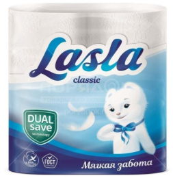 Бумага туалетная набор 4шт. Lasla Classic 2-х слойная 15м, 95х125мм* ЦБ-01*
