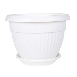Горшок для цветов пластиковый Флора с поддоном 2,6л d-20см h-14,5см белый 5plast 5PL0265