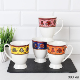 Кружка фарфоровая 300мл на ножке Орнамент, в ассортименте WEX-1/741684