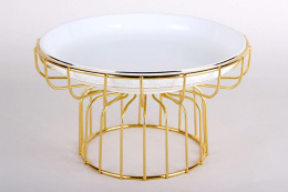 Блюдо керамическое круглое на металлической подставке 203мм Снежная королева Коралл LTBH-P1420-ATJ