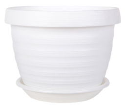 Горшок для цветов пластиковый Толедо с поддоном  7,0л d-27см h-21см белый 5plast 5PL0476