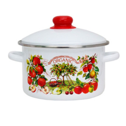 Кастрюля эмалированная Магн Organic 2,0л цилиндрическая с металл. крышкой Эмаль Магнитогорск 01-1610/4