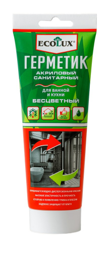 Герметик акриловый санитарный 200мл бесцветный Ecolux