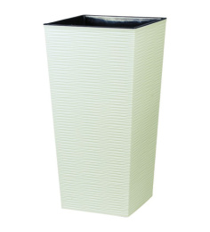 Кашпо пластиковое напольное Рапис со вставкой 24х24х47см 10л матовое слоновая кость Ар-Пласт 07051