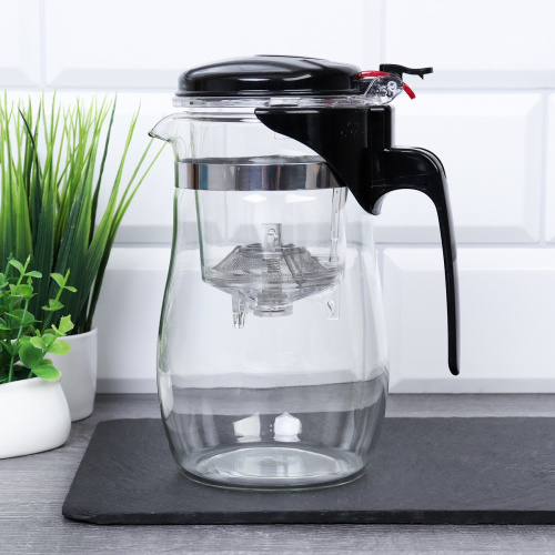 Чайник заварочный стекло+пластик 0,75л с рычагом A8725/667430