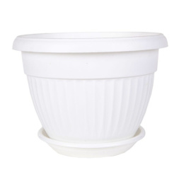 Горшок для цветов пластиковый Флора с поддоном 1,6л d-17см h-12,5см белый 5plast 5PL0277