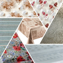 Скатерть ПВХ на тканевой основе прямоугольная 110х140см Ткань металлик, в ассортименте Grace 84869