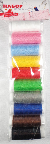 Нитки полиэстер набор  10шт. цветные 308-006