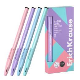 Ручка гелевая ErichKrause черная 0,5мм R-301 Get Stick Pastel 61293