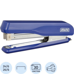 Степлер №24  30 листов Attache 24/6-26/6 MSBL2430, металлический, синий 1271892