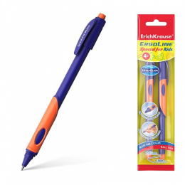 Ручка шариковая ErichKrause Ergoline Kids Stick & Grip Neon Technology, синяя 0,7мм 58525