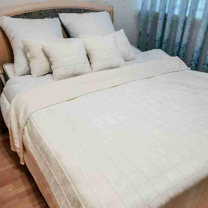 Плед 150х200см фланель Клетка молочная ДомВелл 152C