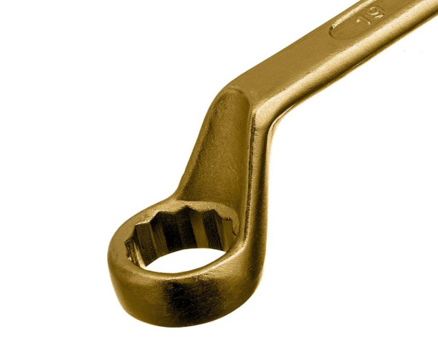 Ключ накидной изогнутый 17х19мм желтый цинк Сибртех 14626