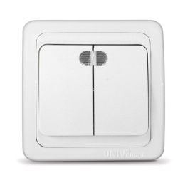 Выключатель для скрытой установки Валери 2 клавиши с подсветкой 10А, белый UNIVersal В0123