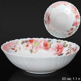 Салатник стеклокерамический 200мм/1,1л Розы на голубом White Lily TW-80XN (6801)/692778