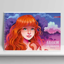 Альбом для рисования 40 листов Девочка Весна, гребень 13561