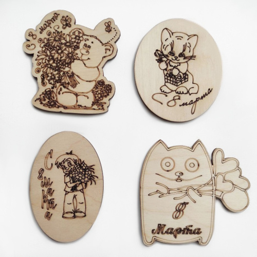 Магнит экошпон 8 Марта 10х10х0,3см ДомВуд Ф388