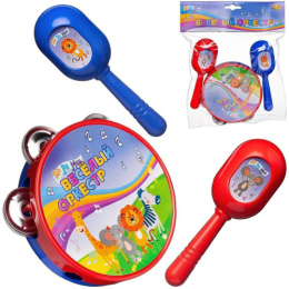 Набор музыкальных инструментов  3 предмета: бубен, 2 маракаса, Веселый оркестр, в пакете Наша Игрушка D-00080