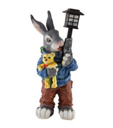 Фигурка садовая из полистоуна-фонарь Заяц с фонарем 24х24х58см Park 169340