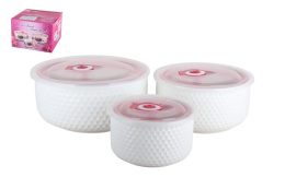 Набор салатников фарфоровых 3шт. с крышками, в п/у Коралл 8957