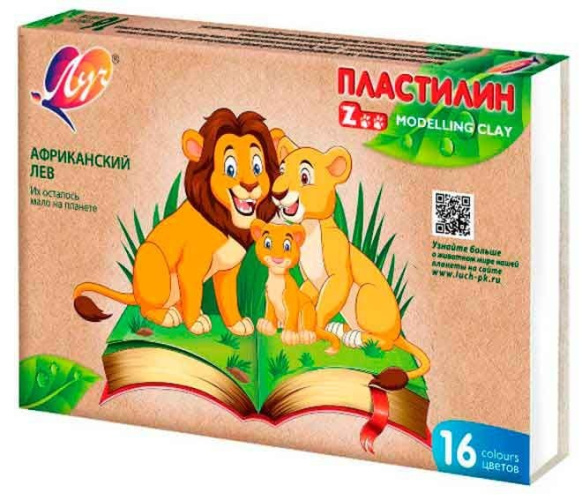 Пластилин 16 цветов Луч Zoo 29С 1723-08