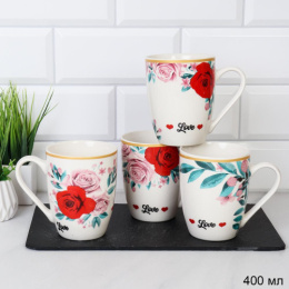 Кружка керамическая 400мл Цветы, в ассортименте 4809-12/741357
