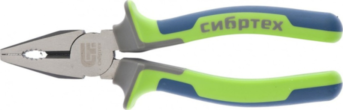 Плоскогубцы 180мм обрезиненные (трехкомпонентные) ручки, комбинированные, фосфатирование Сибртех 17054