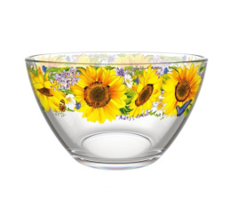 Салатник стеклянный большой 190мм/1,5л Подсолнухи Декостек 326/1-Д