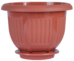 Кашпо пластиковое Лотос с поддоном 5л 25,5х25,5х20,5см терракотовый Ар-Пласт 07023