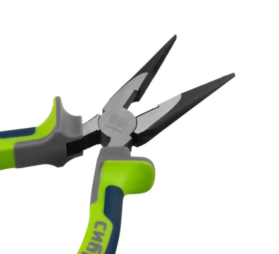 Длинногубцы прямые 160мм обрезиненные (трехкомпонентные) ручки, фосфатирование Сибртех 17155